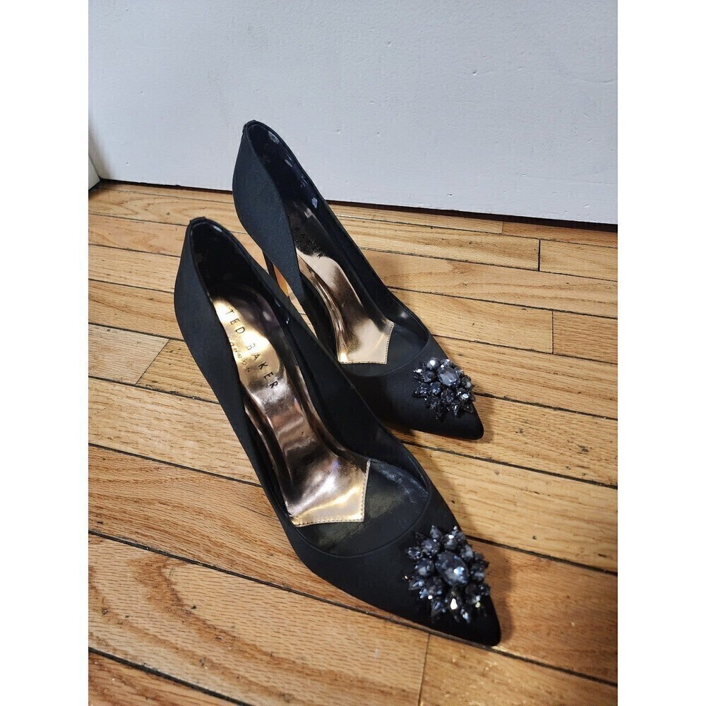 Ted Baker Brydien Women’s Brooch Embellished Pointed Toe Pumps Black Heels Size